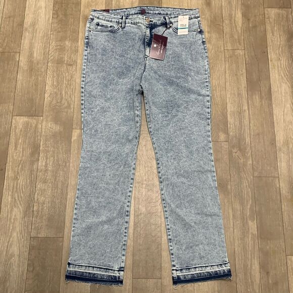 NWT Gloria Vanderbilt Slim Straight Mid Rise Washed Flex Stretch Frayed Jeans‎ - Picture 1 of 9